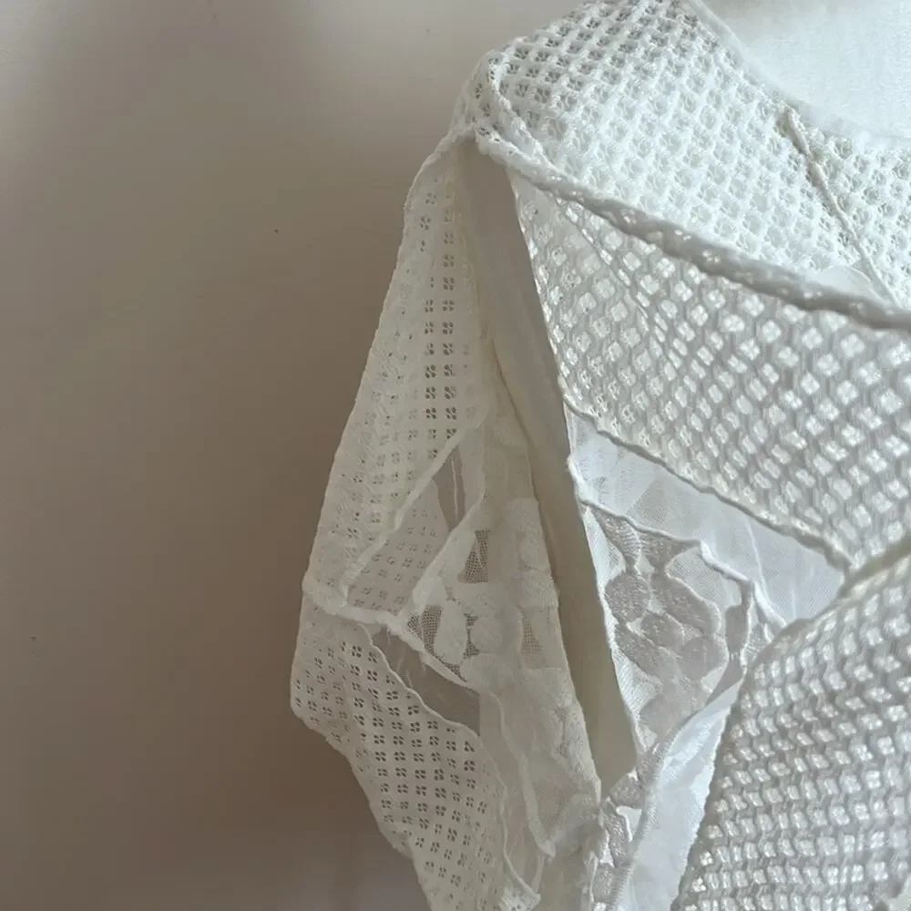 Anthropologie White Lace Poncho - Picture 4 of 9